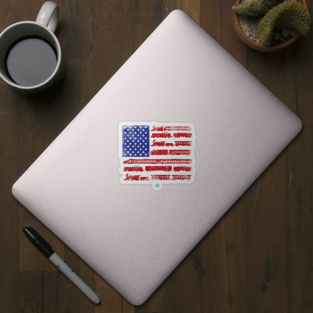 Train Sleep Commuter Locomotive Gift - American Flag Gift by woormle